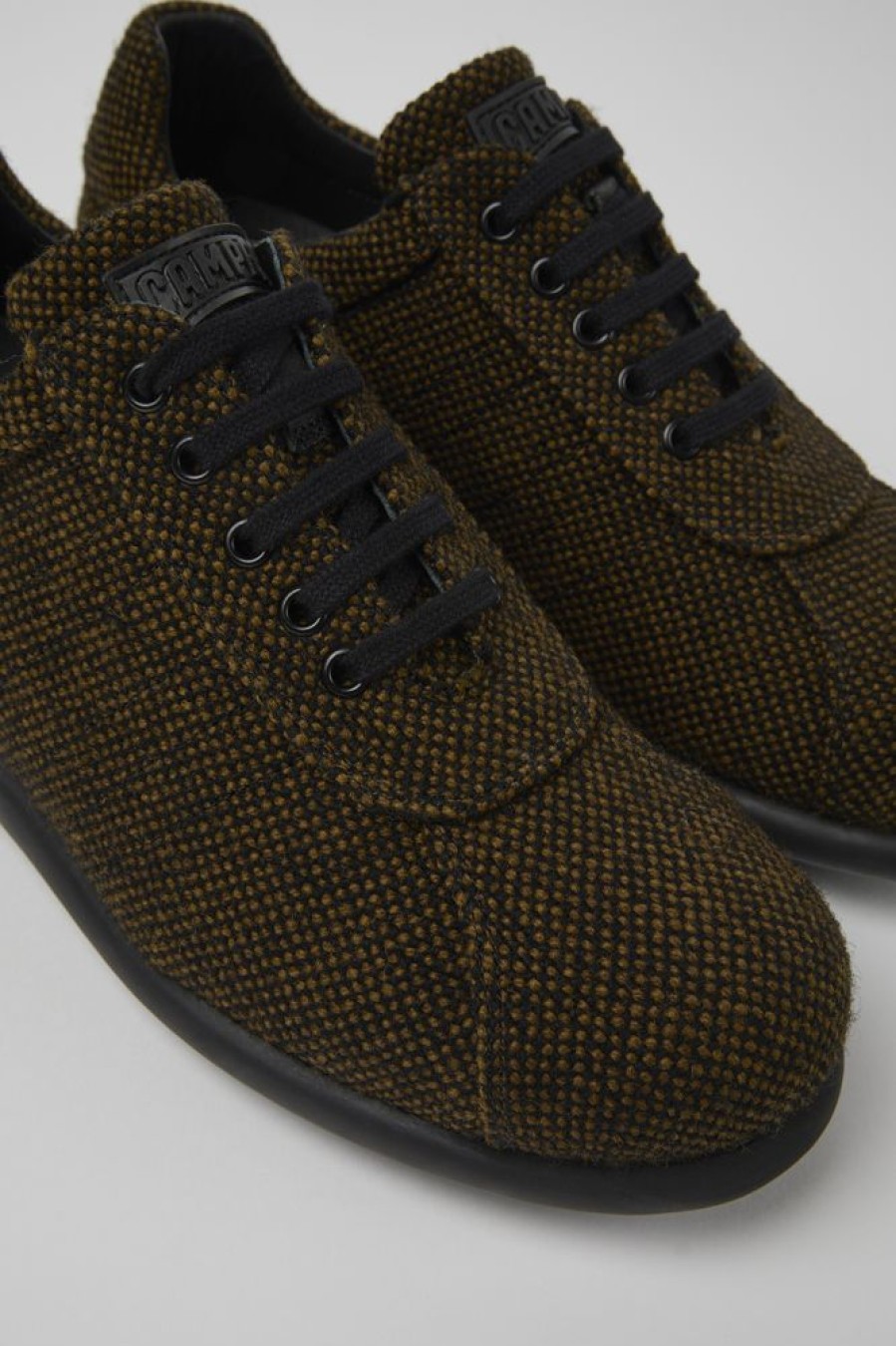 Herren CamperLab Lassige Schuhe | Brauner Herrenschuh Aus Wolle, Viskose Und Leder