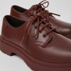 Herren CamperLab Elegante Schuhe | Weinroter Lederschnurschuh Fur Herren