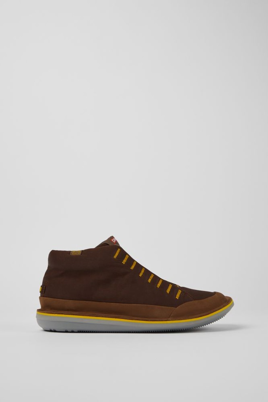 Herren CamperLab Lassige Schuhe | Braune Herrenstiefelette Aus Textil Und Nubukleder