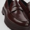 Herren CamperLab Slipper | Weinroter Herrenloafer Aus Leder