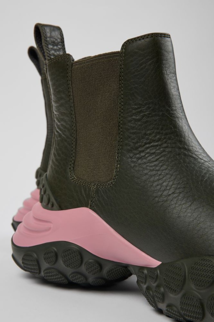 Damen CamperLab Stiefeletten | Grune Stiefelette Aus Verantwortungsvollem Leder