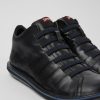 Herren CamperLab Lassige Schuhe | Schwarze Herrenstiefelette Aus Leder