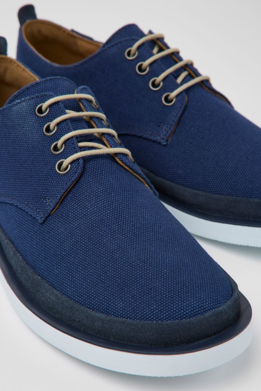 Herren CamperLab Lassige Schuhe | Blauer Herrenschuh Aus Textil Und Nubukleder