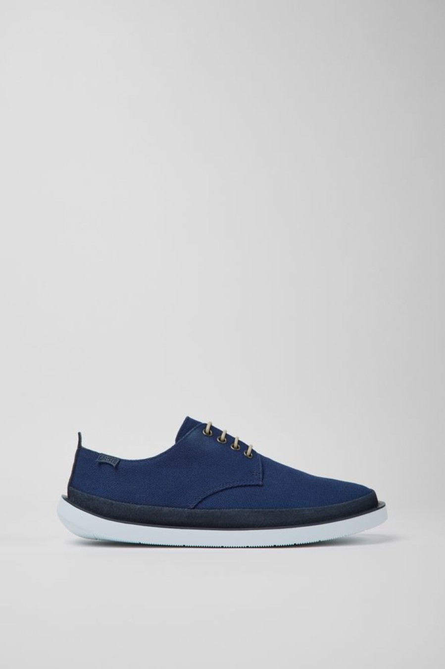 Herren CamperLab Lassige Schuhe | Blauer Herrenschuh Aus Textil Und Nubukleder