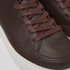 Herren CamperLab Lassige Schuhe | Weinroter Herrensneaker Aus Leder