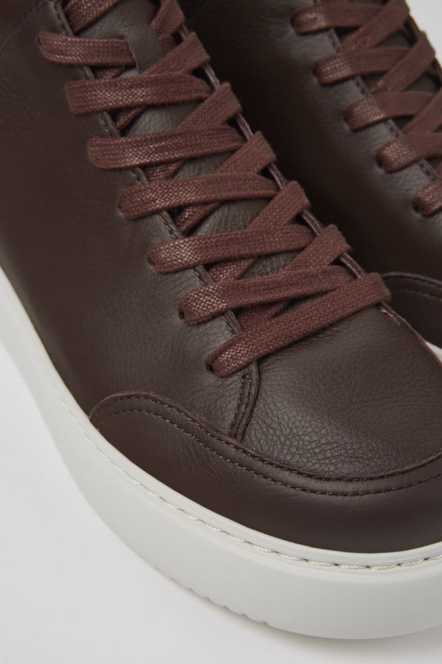 Herren CamperLab Lassige Schuhe | Weinroter Herrensneaker Aus Leder