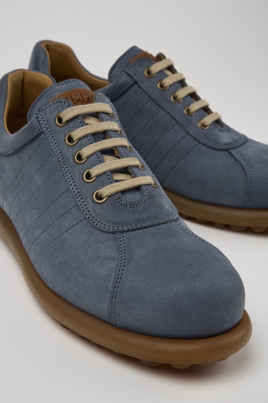 Herren CamperLab Lassige Schuhe | Blauer Oxfordsneaker Aus Nubukleder Fur Herren