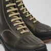 Herren CamperLab Elegante Schuhe | Dunkelgrune Herrenstiefelette Aus Nubukleder