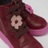 Kinder CamperLab Stiefel | Lederschnurstiefel In Weinrot Und Rosa