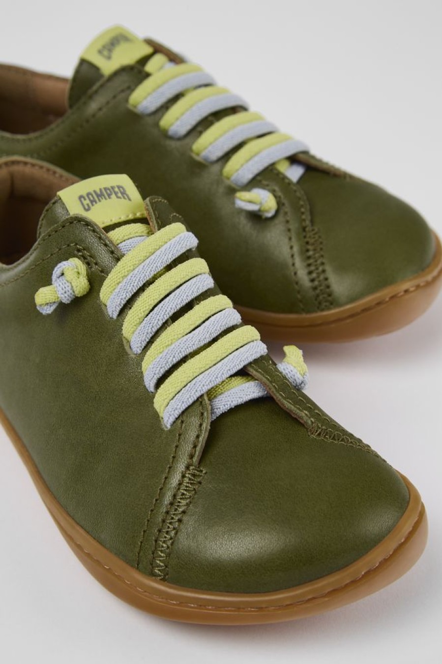 Kinder CamperLab Klettverschluss | Gruner Lederslipper