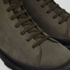 Herren CamperLab Elegante Schuhe | Dunkelgrune Herrenstiefelette Aus Nubukleder