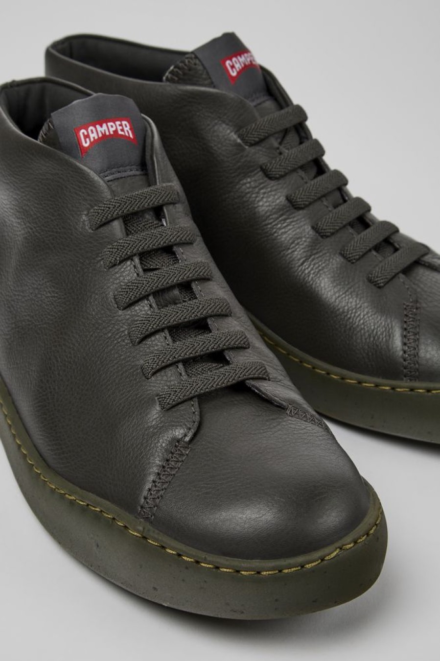 Herren CamperLab Stiefeletten | Grauer Herrensneaker Aus Leder