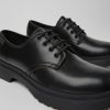 Herren CamperLab Elegante Schuhe | Schwarzer Herrenschnurschuh Aus Leder