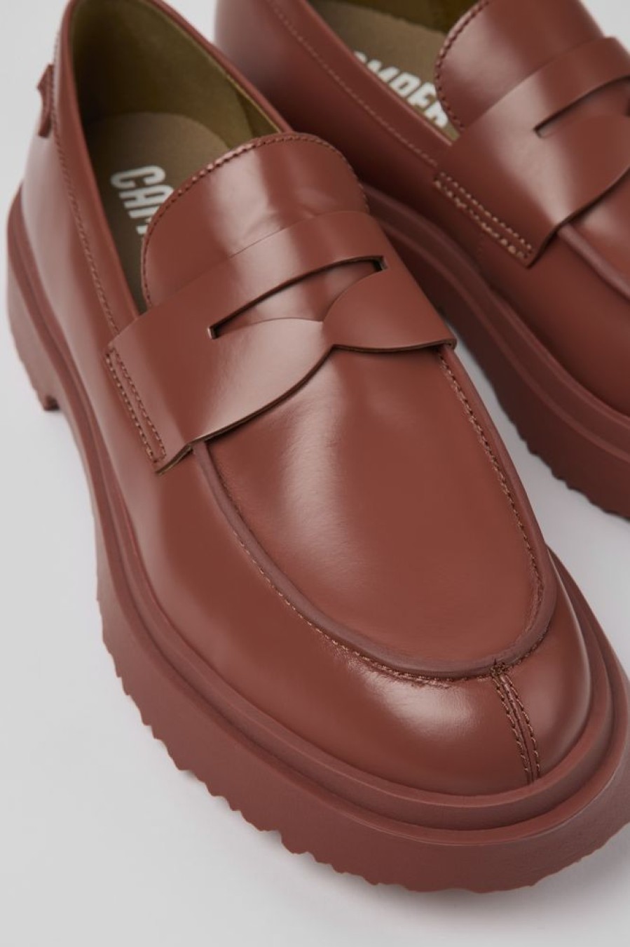 Herren CamperLab Elegante Schuhe | Rote Herrenmokassins Aus Leder