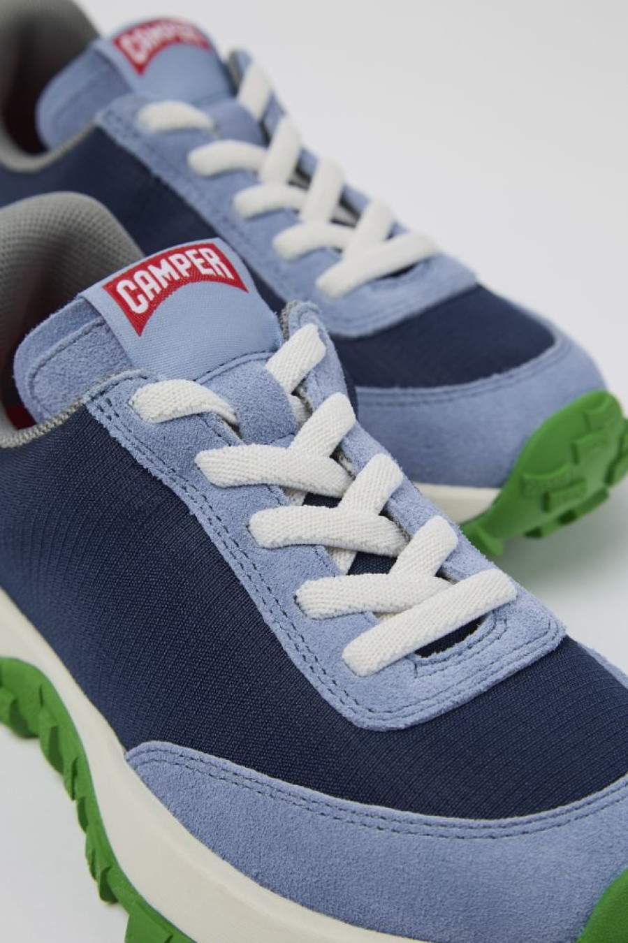 Kinder CamperLab Sneaker | Blauer Sneaker Aus Textil/Nubukleder