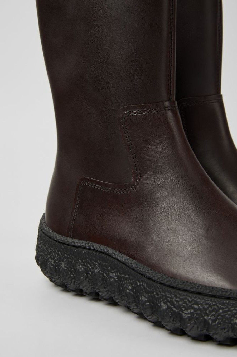 Damen CamperLab Stiefeletten | Dunkelbrauner Damenstiefel Aus Leder