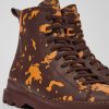 Herren CamperLab Elegante Schuhe | Herrenstiefelette Aus Leder In Weinrot Und Orange