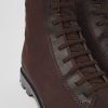 Herren CamperLab Elegante Schuhe | Braune Herrenstiefelette Aus Leder Und Textil