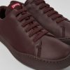 Herren CamperLab Lassige Schuhe | Weinroter Herrensneaker Aus Leder