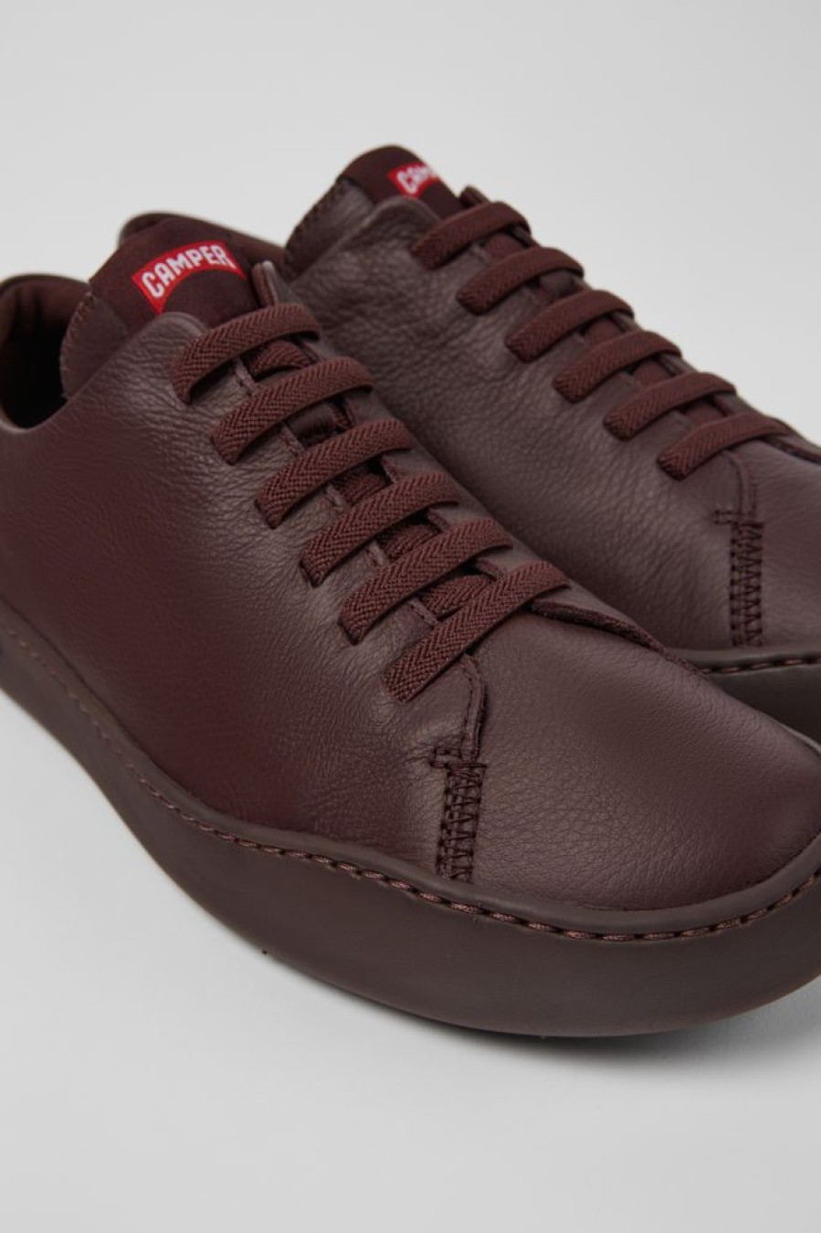 Herren CamperLab Lassige Schuhe | Weinroter Herrensneaker Aus Leder