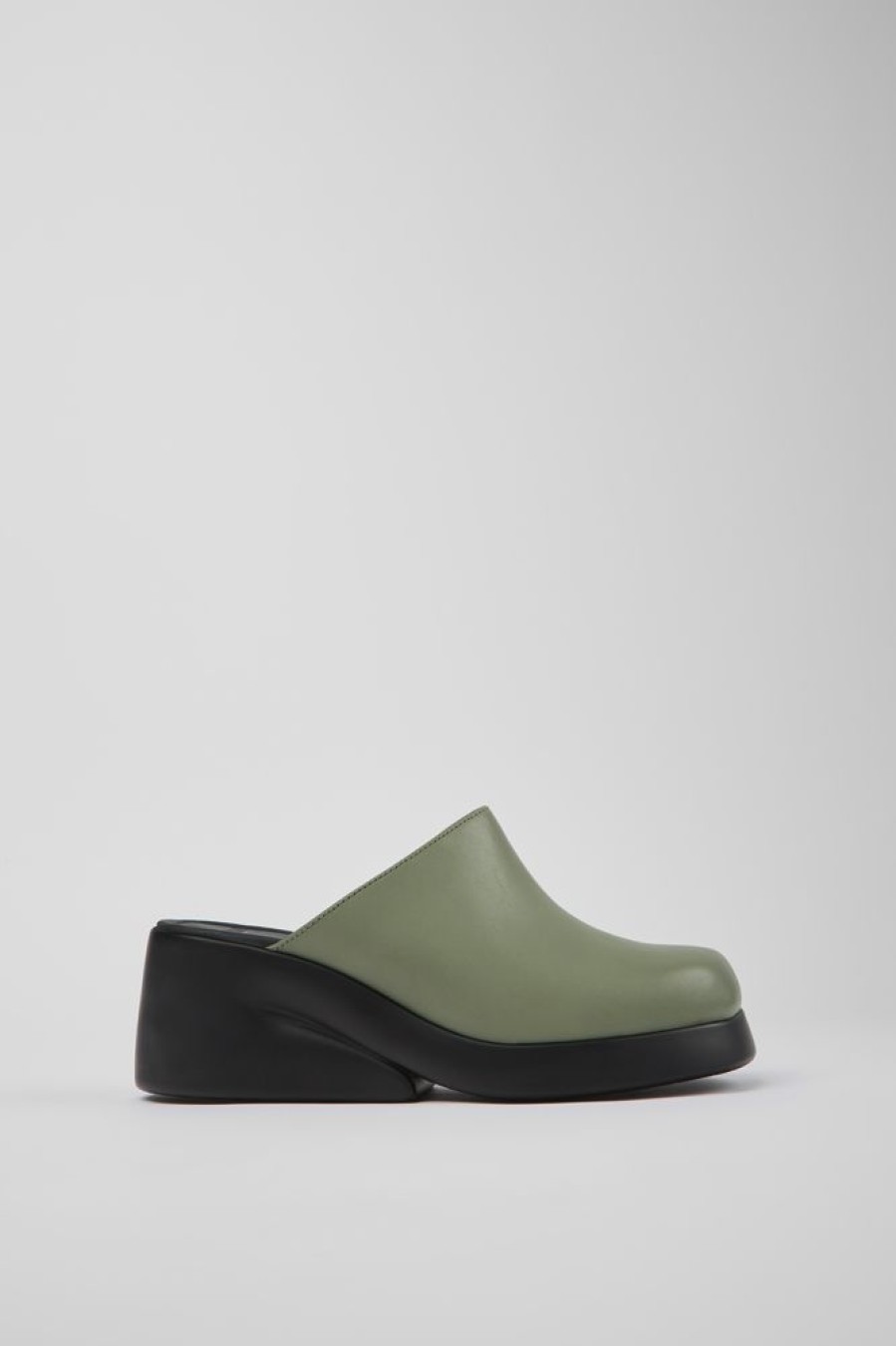 Damen CamperLab Sneaker | Grune Damenpantolette Aus Leder