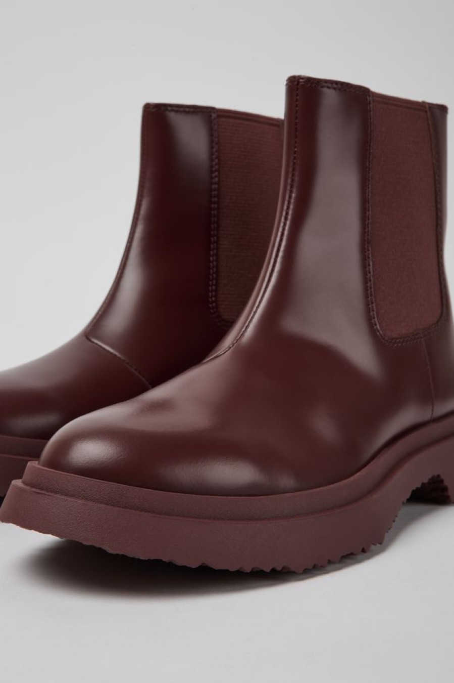 Damen CamperLab Stiefeletten | Weinrote Lederstiefel Fur Damen