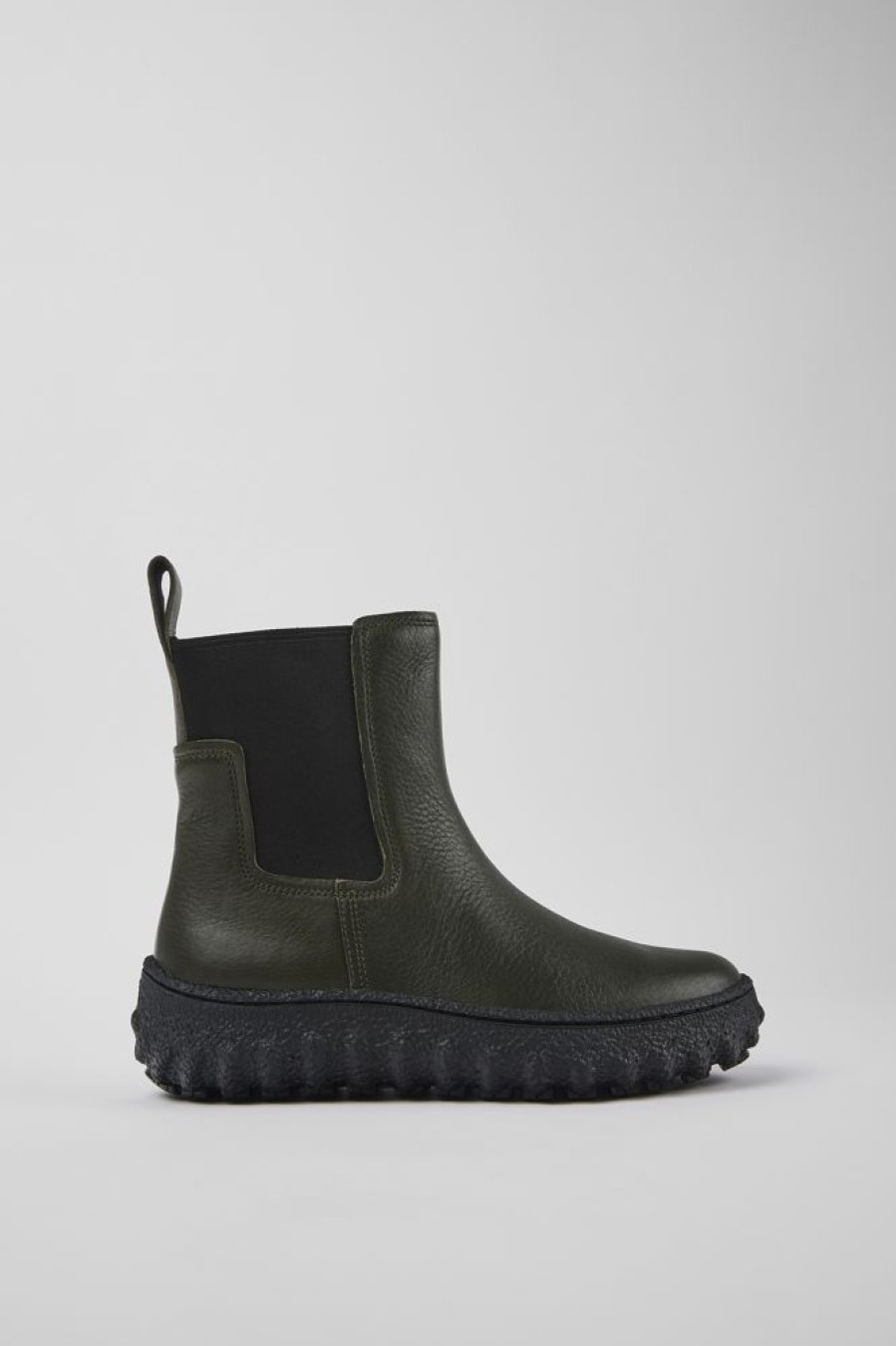 Damen CamperLab Stiefeletten | Grune Damenstiefelette Aus Leder