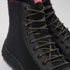 Herren CamperLab Lassige Schuhe | Schwarze Herrenstiefelette Aus Leder Und Textil