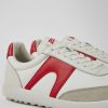 Herren CamperLab Sneaker | Weis-Roter Herrensneaker Aus Leder Und Textil