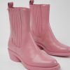 Damen CamperLab Stiefeletten | Rosa Damenstiefel Aus Leder