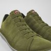 Herren CamperLab Lassige Schuhe | Gruner Low-Cut-Herrensneaker Aus Nubukleder