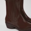 Damen CamperLab Stiefeletten | Weinroter Damenstiefel Aus Leder