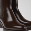 Damen CamperLab Stiefeletten | Dunkelbrauner Damenstiefel Aus Leder