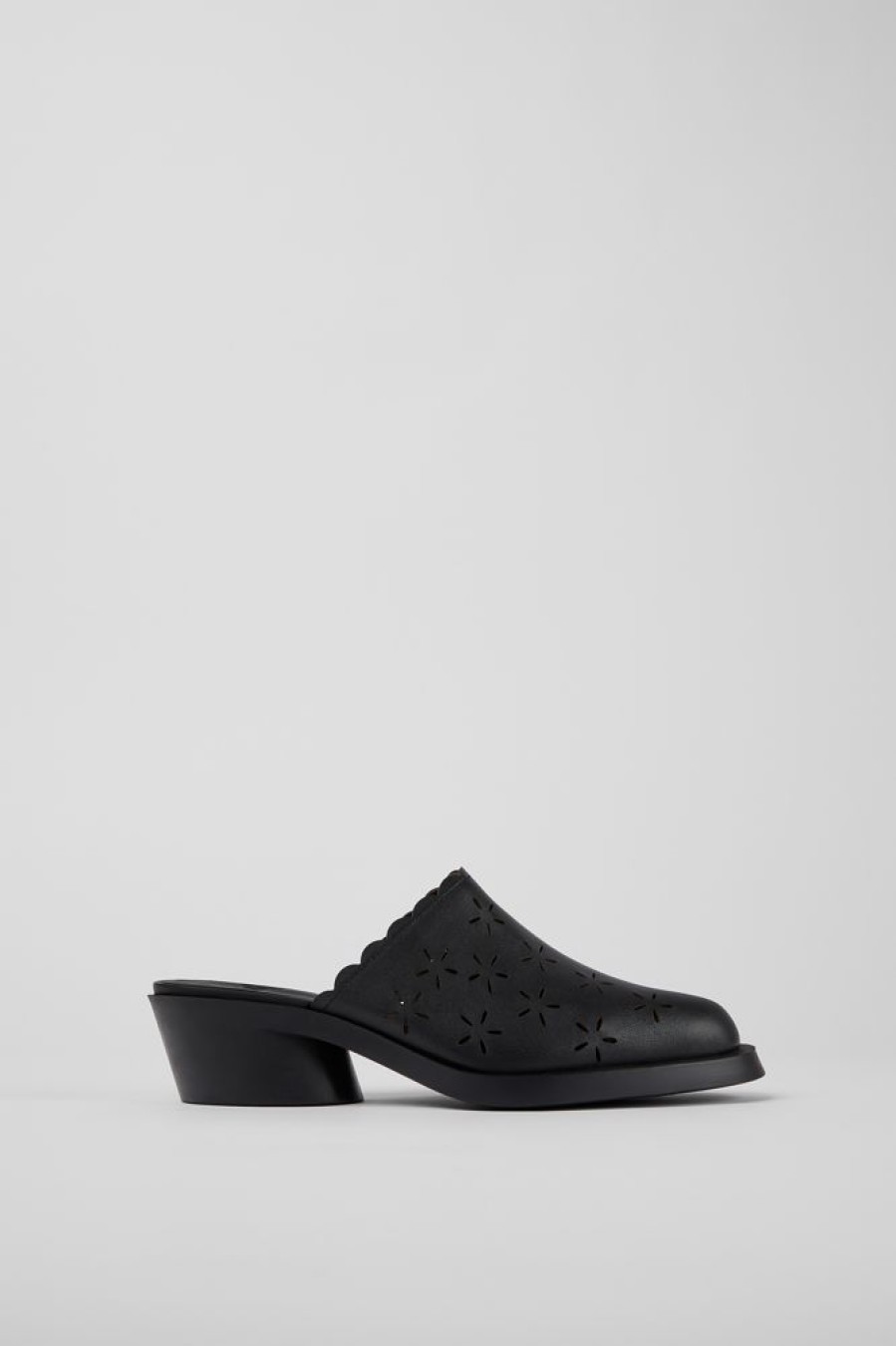 Damen CamperLab Sneaker | Schwarze Damenpantolette Aus Leder