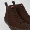 Herren CamperLab Lederfreie Schuhe | Weinroter Herrenstricksneaker Aus Einem Stuck