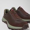 Herren CamperLab Lassige Schuhe | Weinroter Herrensneaker Aus Leder Und Nubukleder