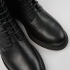 Damen CamperLab Stiefel | Schwarzer Damenschnurstiefel Aus Leder